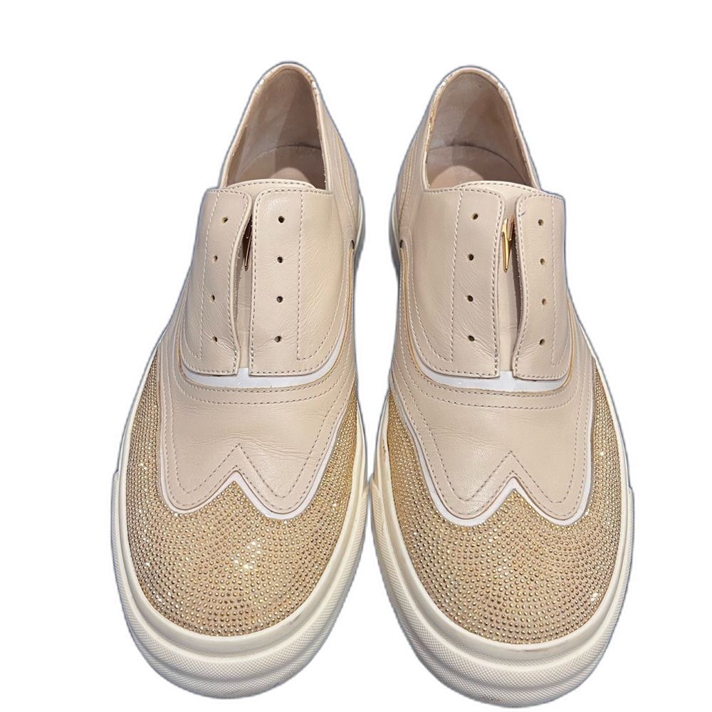 Giuseppe Zanotti Leather Studded  Slip-On Sneakers Womens 10